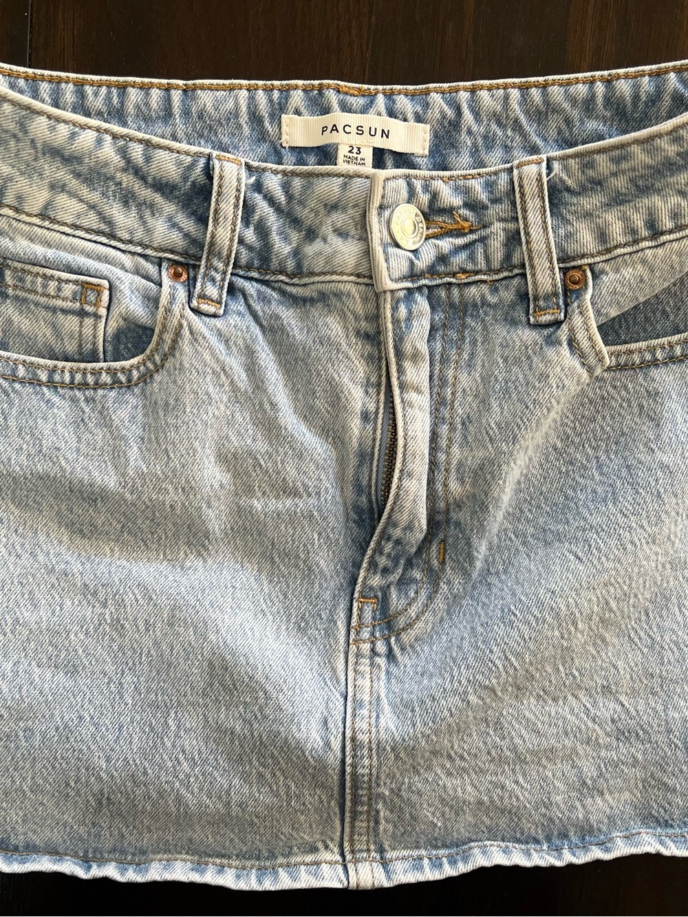 PacSun Light Blue Denim Mini Skirt with Classic Five-Pocket Style